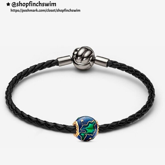 Pandora Planet Earth and Love Knot Braided Leather Bracelet Set - Picture 1 of 3
